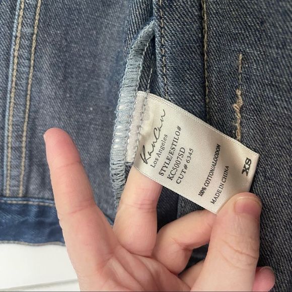 KanCan Dark Wash Distressed Denim Jacket - Picture 4 of 6